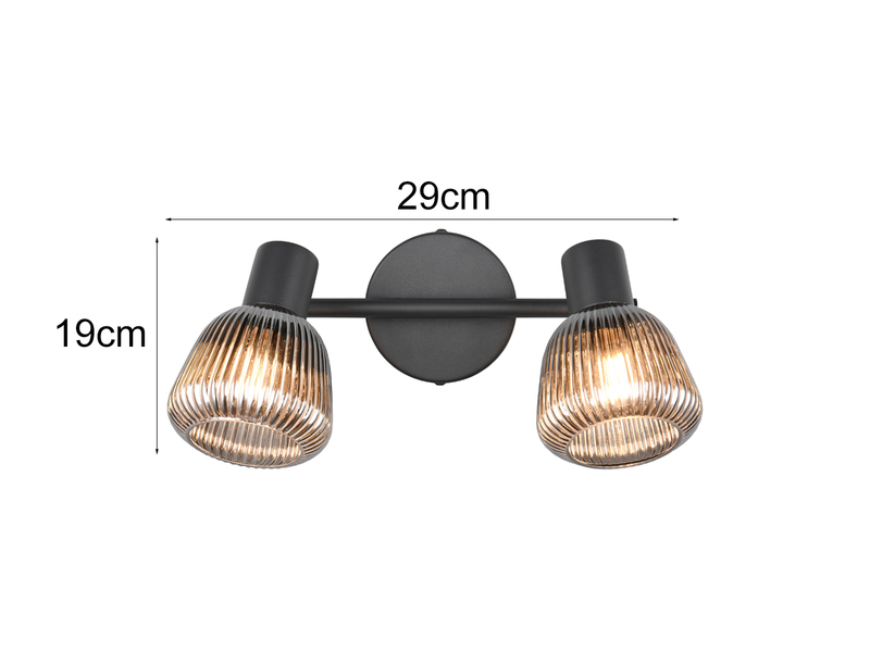 Deckenstrahler TARIFA 2-flammig mit Glasschirmen Chrom bedampft, Breite 29cm