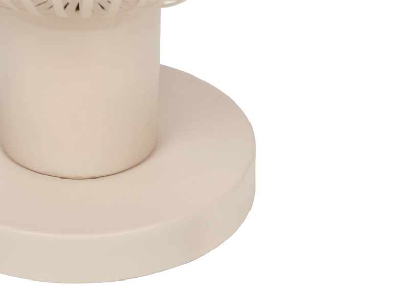 LED Tischleuchte mit Gitter Lampenschirm Beige, Höhe 28cm