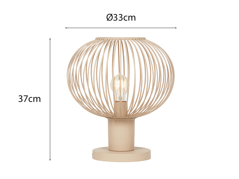 LED Tischleuchte mit Gitter Lampenschirm Beige, Höhe 37cm