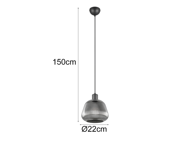 Kleine LED Pendelleuchte 1-flammig mit Glasschirm Chrom bedampft, Ø22cm