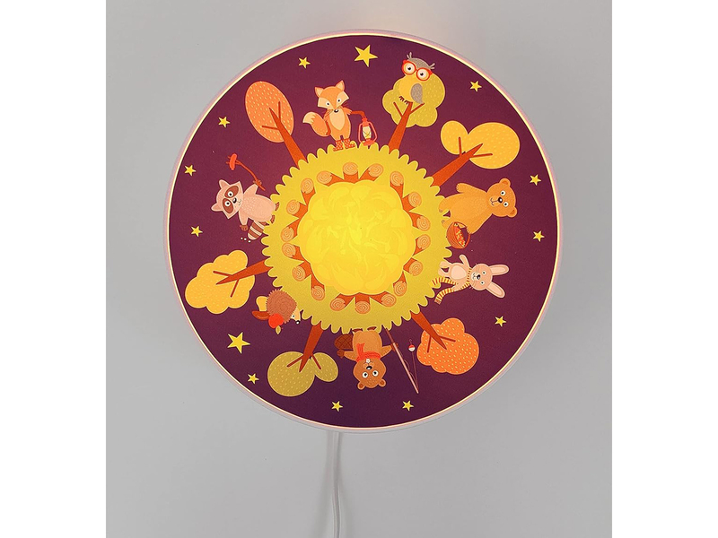Kinderzimmer Wandlampe Wald Ø 25cm mit Schalter, Kabel, Stecker & E14 LED