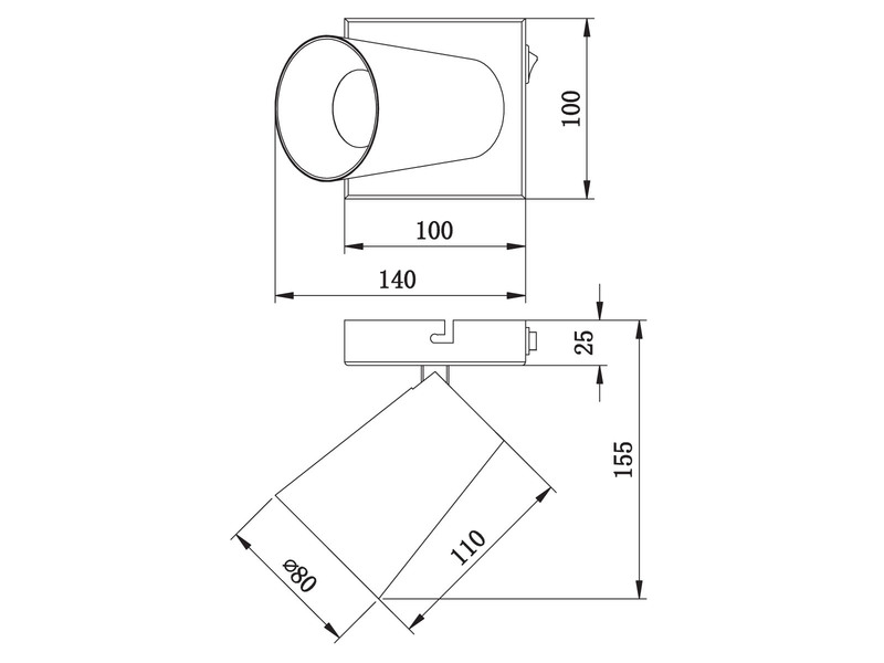 Wandstrahler SHARP Weiß Gold mit Schalter, Breite 10cm