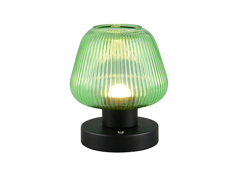 Kabellose LED Akku Tischleuchte QUENYA Glasschirm Grün, Höhe 18cm