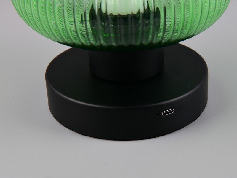 Kabellose LED Akku Tischleuchte QUENYA Glasschirm Grün, Höhe 18cm