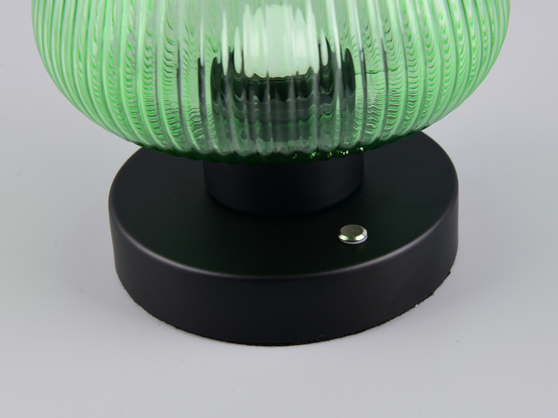 Kabellose LED Akku Tischleuchte QUENYA Glasschirm Grün, Höhe 18cm