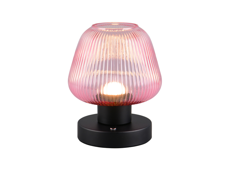 Kabellose LED Akku Tischleuchte QUENYA Glasschirm Wild Berry, Höhe 18cm