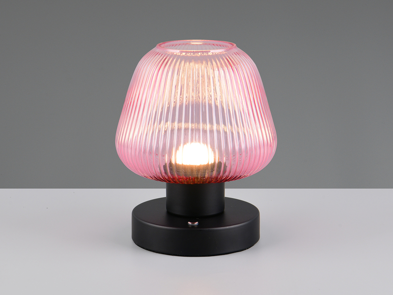 Kabellose LED Akku Tischleuchte QUENYA Glasschirm Wild Berry, Höhe 18cm