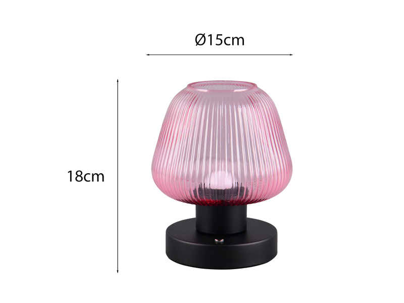 Kabellose LED Akku Tischleuchte QUENYA Glasschirm Wild Berry, Höhe 18cm