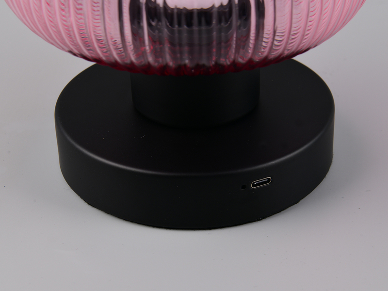 Kabellose LED Akku Tischleuchte QUENYA Glasschirm Wild Berry, Höhe 18cm