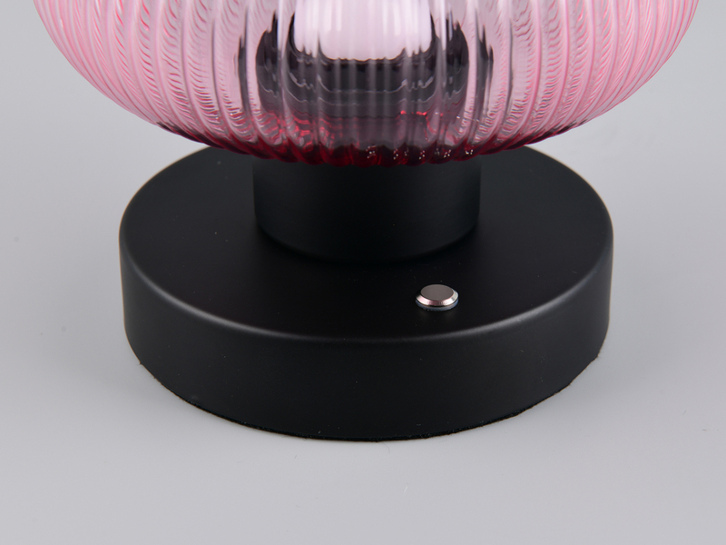 Kabellose LED Akku Tischleuchte QUENYA Glasschirm Wild Berry, Höhe 18cm