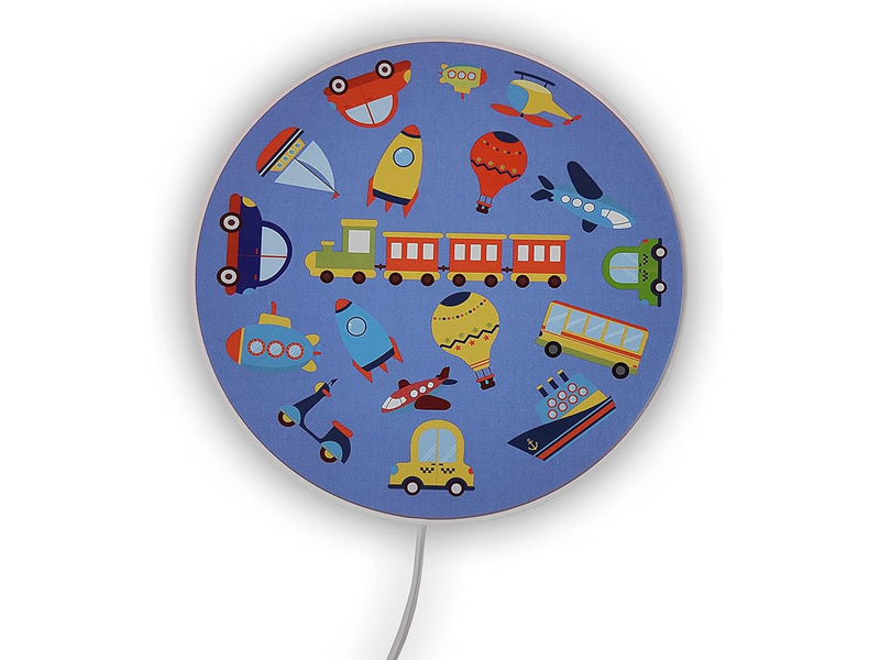 Kinderzimmer Wandlampe Fahrzeuge Ø 25cm mit Schalter, Kabel, Stecker & E14 LED