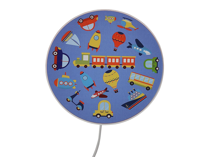 Kinderzimmer Wandlampe Fahrzeuge Ø 25cm mit Schalter, Kabel, Stecker & E14 LED