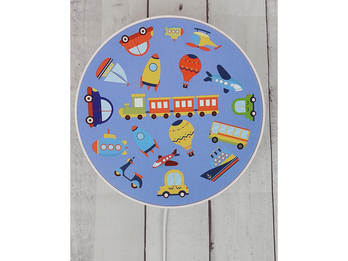 Kinderzimmer Wandlampe Fahrzeuge Ø 25cm mit Schalter, Kabel, Stecker & E14 LED