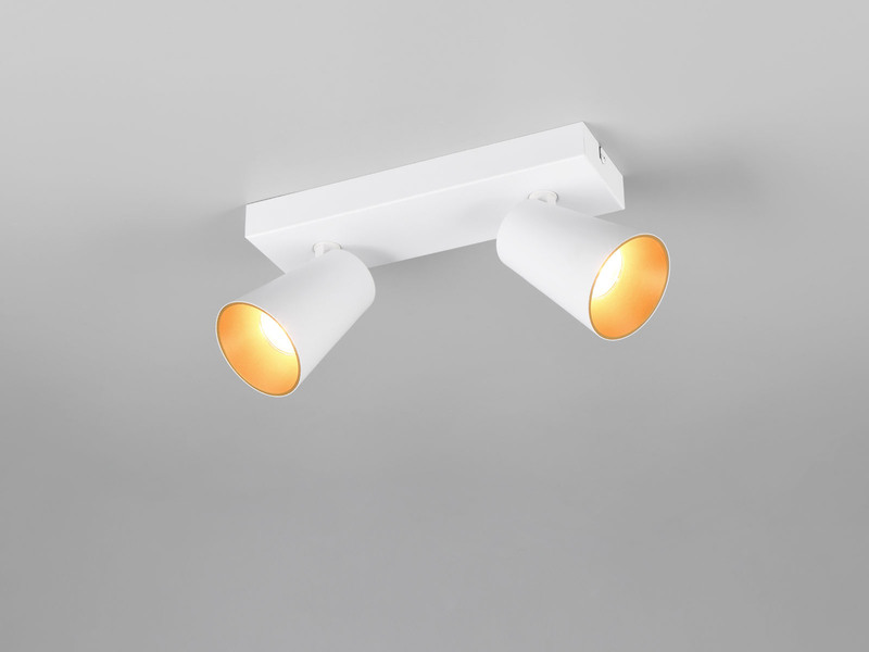 LED Deckenstrahler Weiß Gold 2-flammig, Breite 28cm
