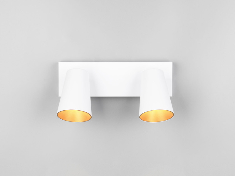 LED Deckenstrahler Weiß Gold 2-flammig, Breite 28cm