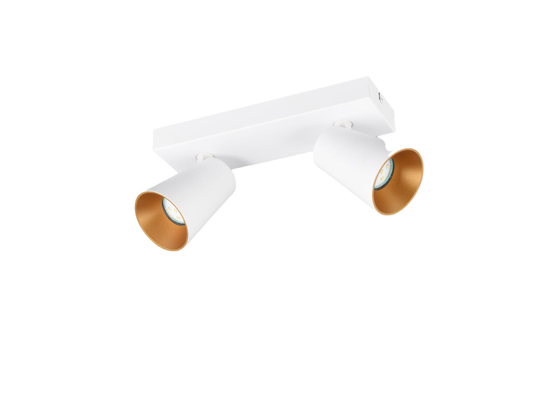 LED Deckenstrahler Weiß Gold 2-flammig, Breite 28cm