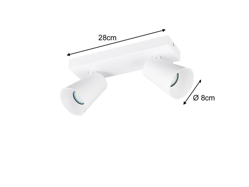 LED Deckenstrahler Weiß Gold 2-flammig, Breite 28cm