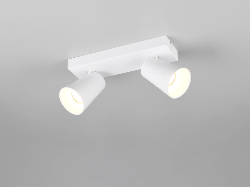 LED Deckenstrahler Weiß Gold 2-flammig, Breite 28cm