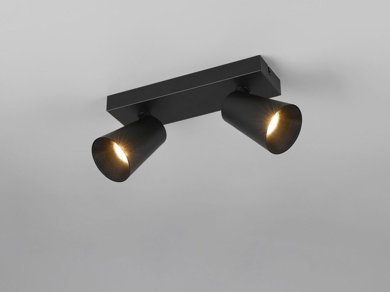 LED Deckenstrahler Schwarz Gold 2-flammig, Breite 28cm