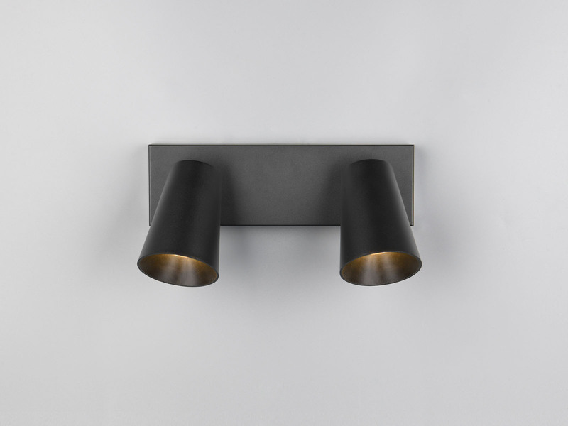 LED Deckenstrahler Schwarz Gold 2-flammig, Breite 28cm
