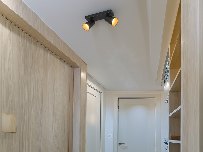 LED Deckenstrahler Schwarz Gold 2-flammig, Breite 28cm
