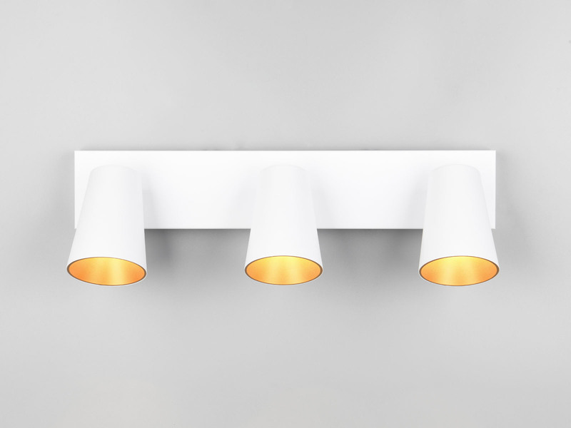 LED Deckenstrahler Weiß Gold 3-flammig, Breite 46cm