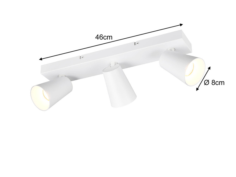 LED Wandstrahler & Deckenstrahler Weiß Gold 3flammig, Länge 46cm