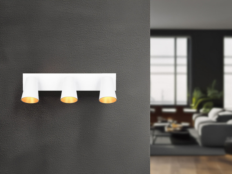LED Deckenstrahler Weiß Gold 3-flammig, Breite 46cm