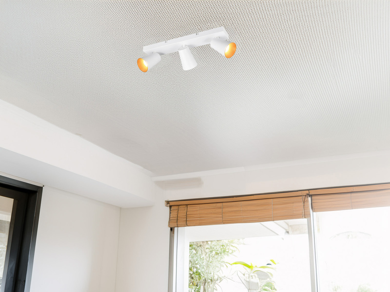 LED Deckenstrahler Weiß Gold 3-flammig, Breite 46cm