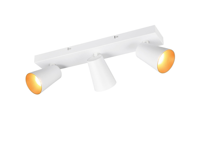LED Deckenstrahler Weiß Gold 3-flammig, Breite 46cm