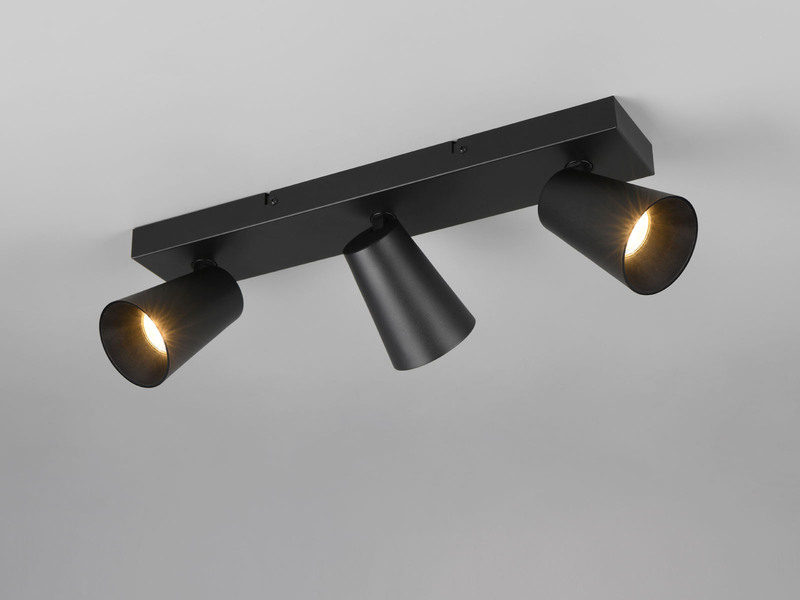LED Deckenstrahler Schwarz Gold 3-flammig, Breite 46cm