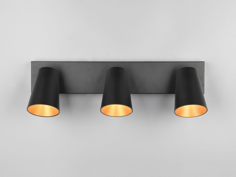 LED Deckenstrahler Schwarz Gold 3-flammig, Breite 46cm