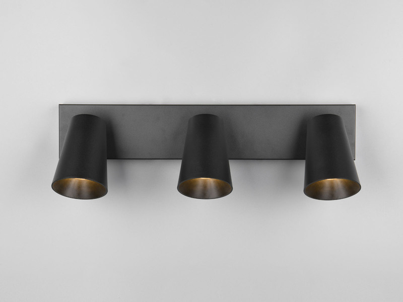 LED Deckenstrahler Schwarz Gold 3-flammig, Breite 46cm