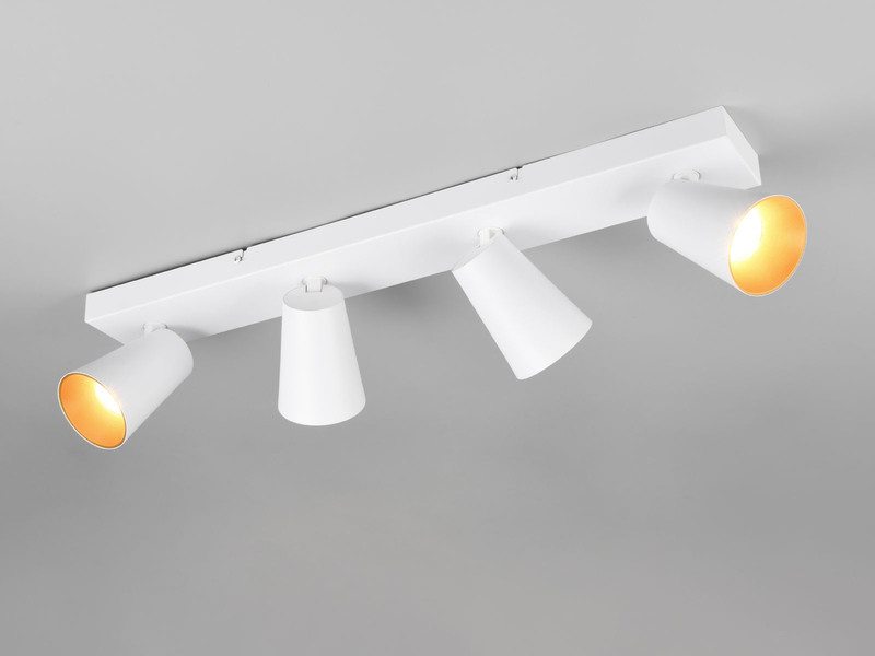 LED Deckenstrahler Weiß Gold 4-flammig, Breite 64cm