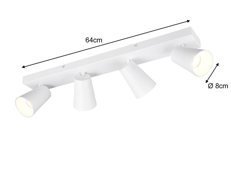 LED Deckenstrahler Weiß Gold 4-flammig, Breite 64cm