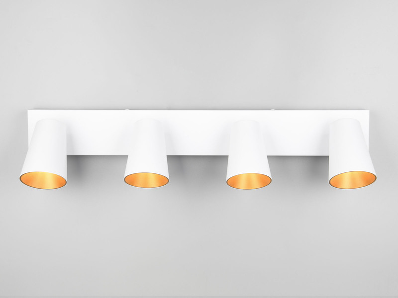 LED Deckenstrahler Weiß Gold 4-flammig, Breite 64cm