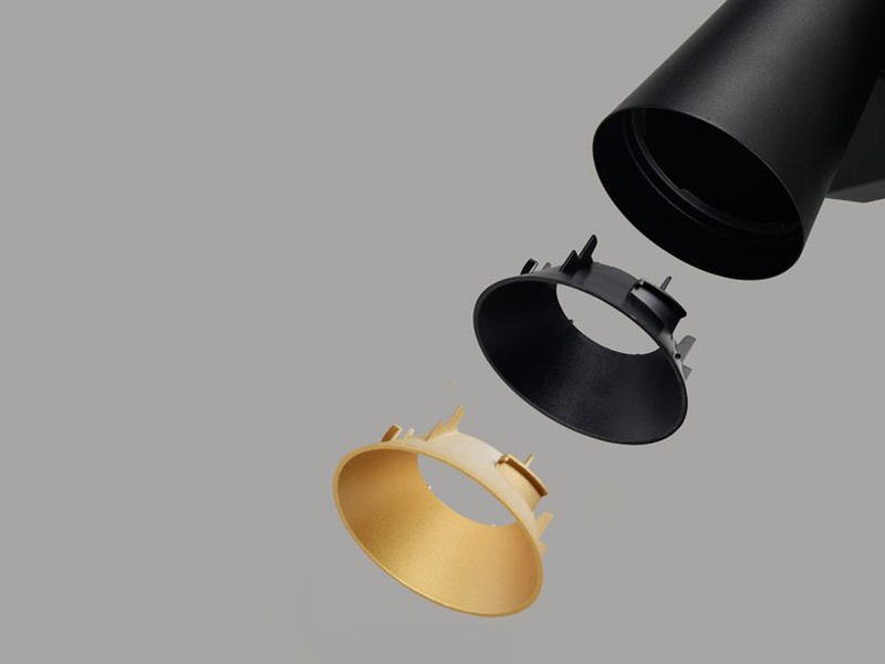 LED Deckenstrahler Schwarz Gold 4-flammig, Breite 64cm