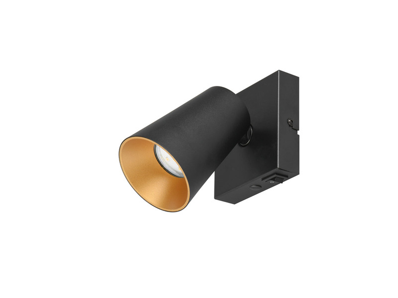 LED Wandstrahler Schwarz Gold mit Schalter, Breite 10cm