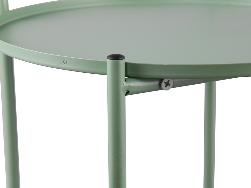 Beistelltisch EDDINA mit Rollen rund Metall in Grün Höhe 68cm Ø 39cm
