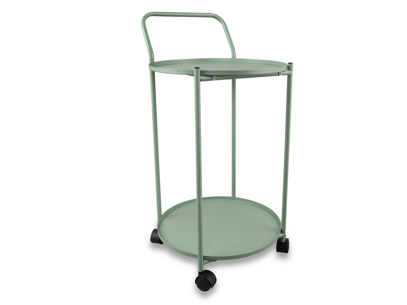 Beistelltisch EDDINA mit Rollen rund Metall in Grün Höhe 68cm Ø 39cm