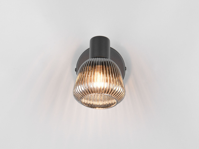 LED Wandstrahler mit Glasschirm Chrom bedampft, Breite 10cm