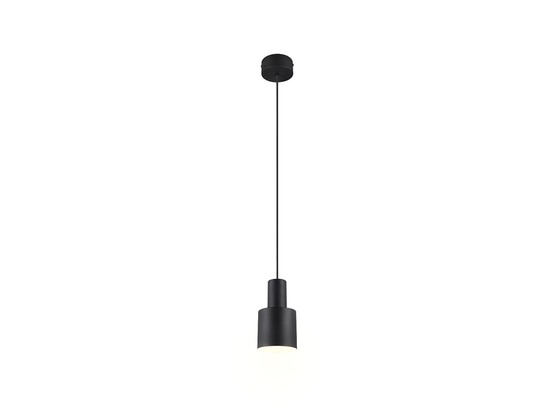 Kleine Pendelleuchte mit Metall Lampenschirm Schwarz mit E27 LED, Ø 12cm