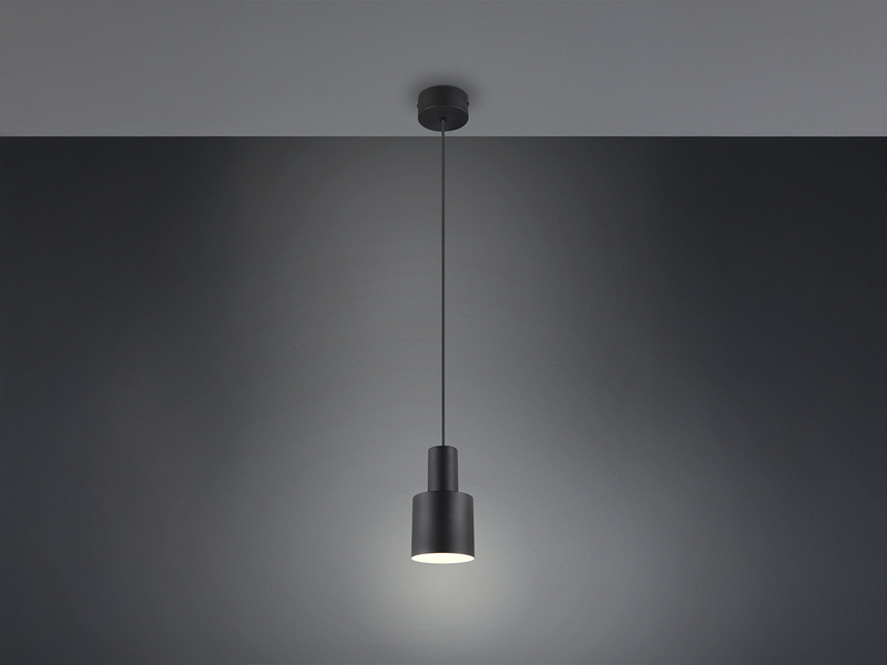 Kleine Pendelleuchte mit Metall Lampenschirm Schwarz mit E27 LED, Ø 12cm