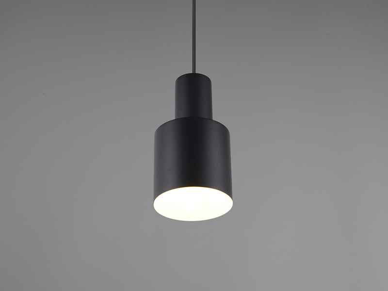 Kleine Pendelleuchte mit Metall Lampenschirm Schwarz mit E27 LED, Ø 12cm