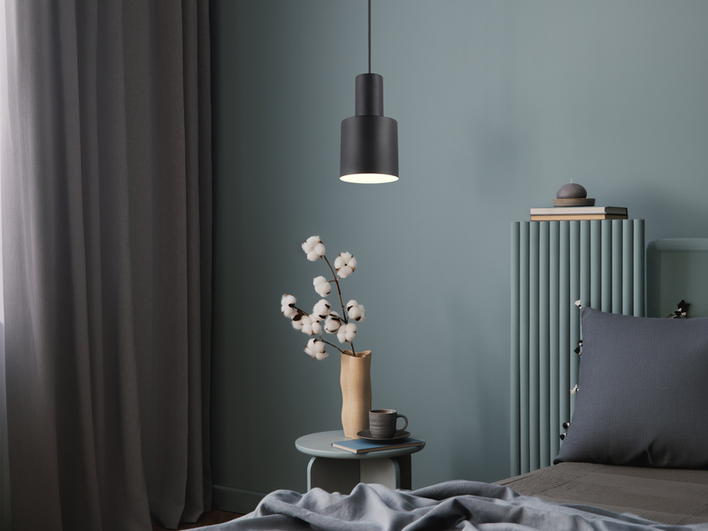 Kleine LED Pendelleuchte mit Metall Lampenschirm Schwarz, Ø 12cm