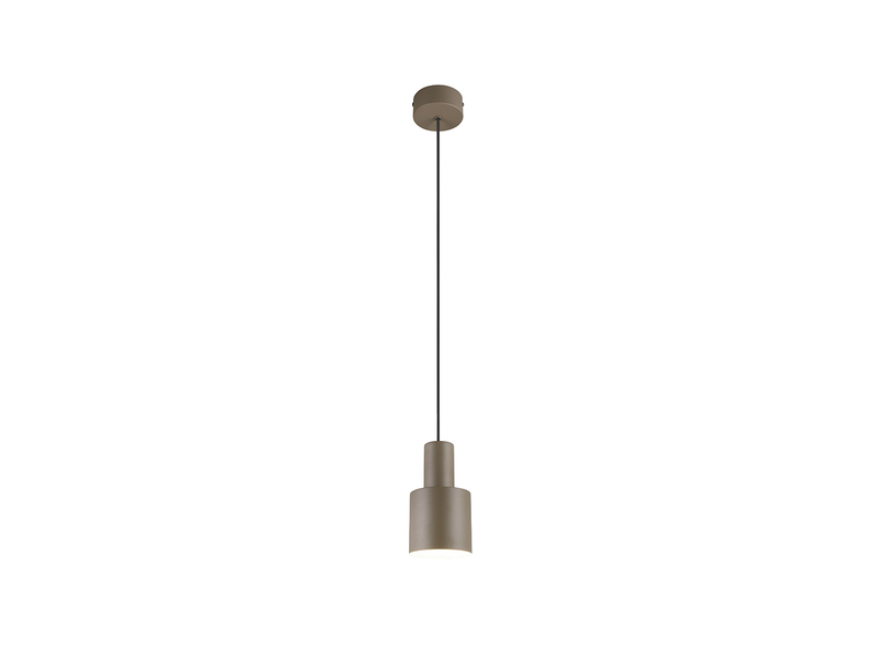 Kleine Pendelleuchte mit Metall Lampenschirm Taupe mit E27 LED, Ø 12cm