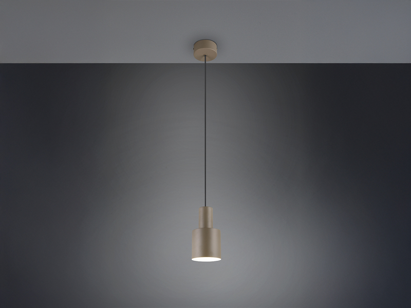 Kleine Pendelleuchte mit Metall Lampenschirm Taupe mit E27 LED, Ø 12cm