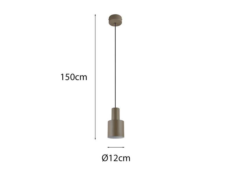 Kleine Pendelleuchte mit Metall Lampenschirm Taupe mit E27 LED, Ø 12cm