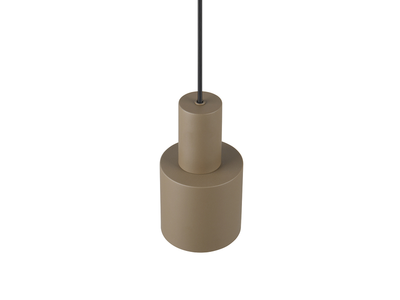 Kleine Pendelleuchte mit Metall Lampenschirm Taupe mit E27 LED, Ø 12cm