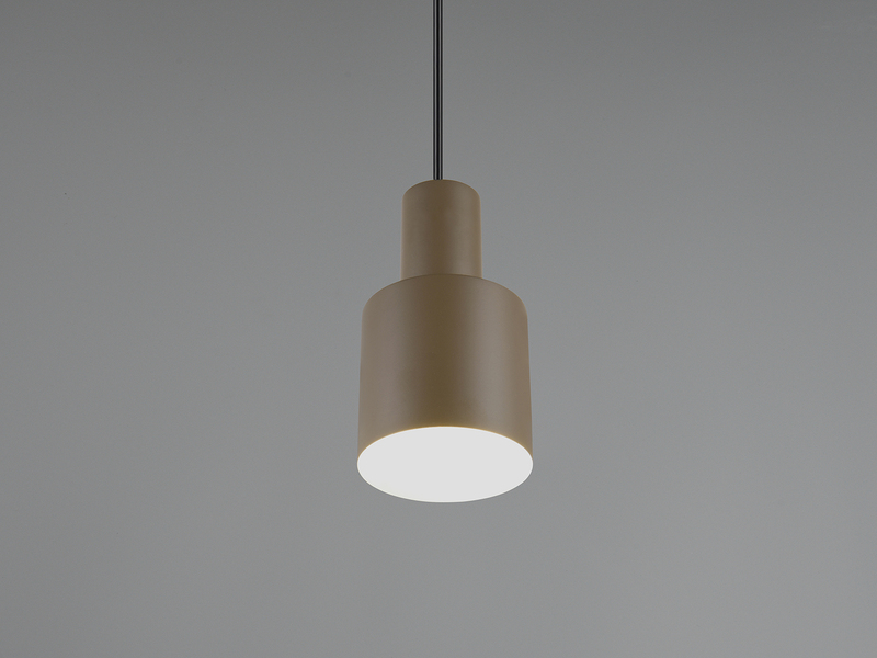 Kleine Pendelleuchte mit Metall Lampenschirm Taupe mit E27 LED, Ø 12cm